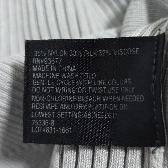 Womens Sz L Gray Silk Blend Y2K Fairy Grunge Ribbed Stretchy V-Neck Knit Top - Picture 8 of 9